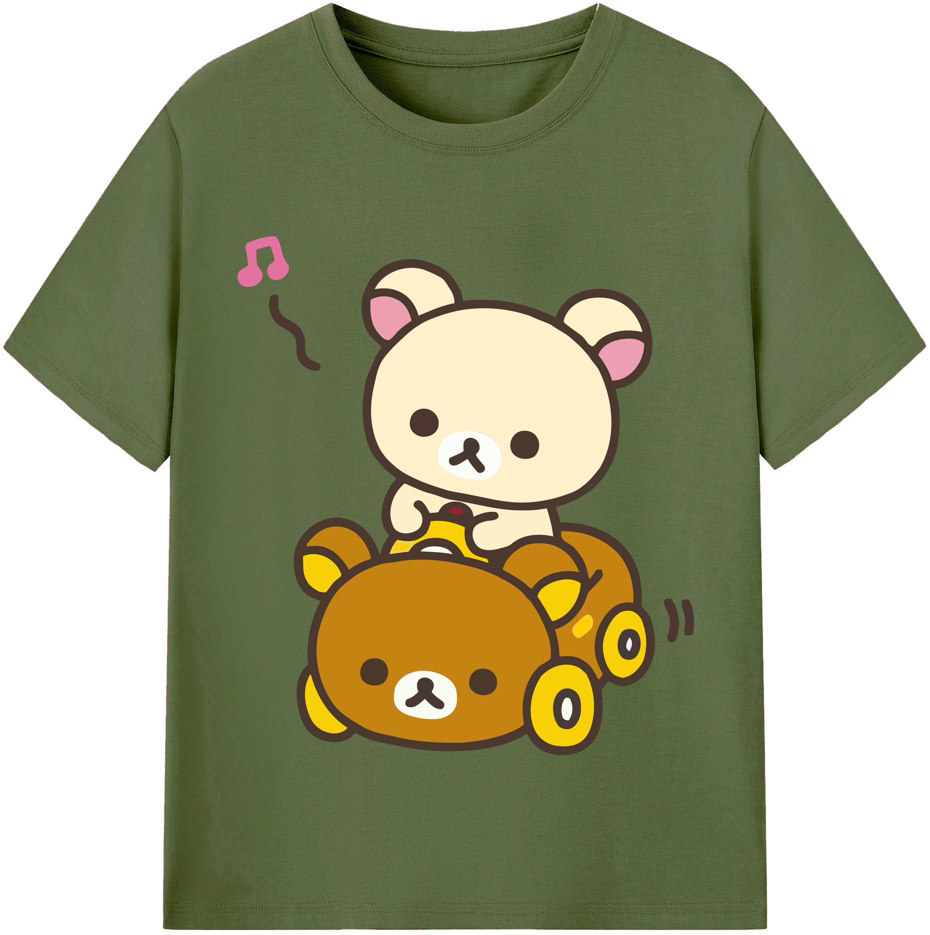 （画像用） リラックマ リラックマ キイロイトリ Rilakkuma Korilakkuma Kiiroitori 綿100％半袖Tシャツ（フロントプリント）